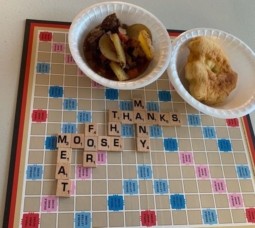 scrabble tiles spell thank you note