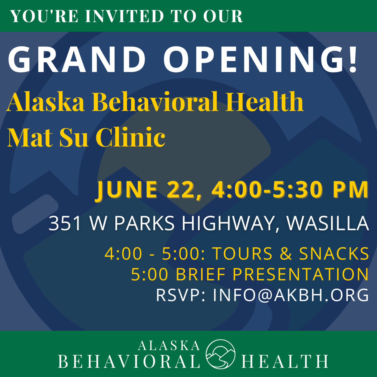 Mat Su Clinic Grand Opening June 22! Alaska Behavioral Health